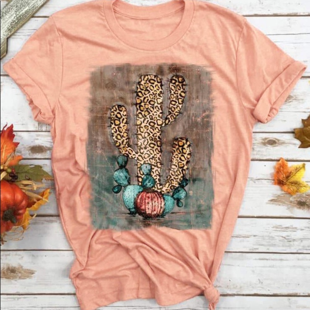 Belle lily Leopard Printed Cactus T-Shirt